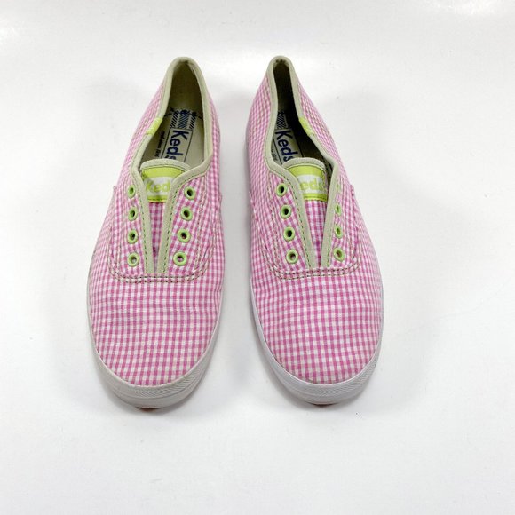 Keds Shoes Keds Pink White Gingham Check Canvas Tennis Shoes Rubber